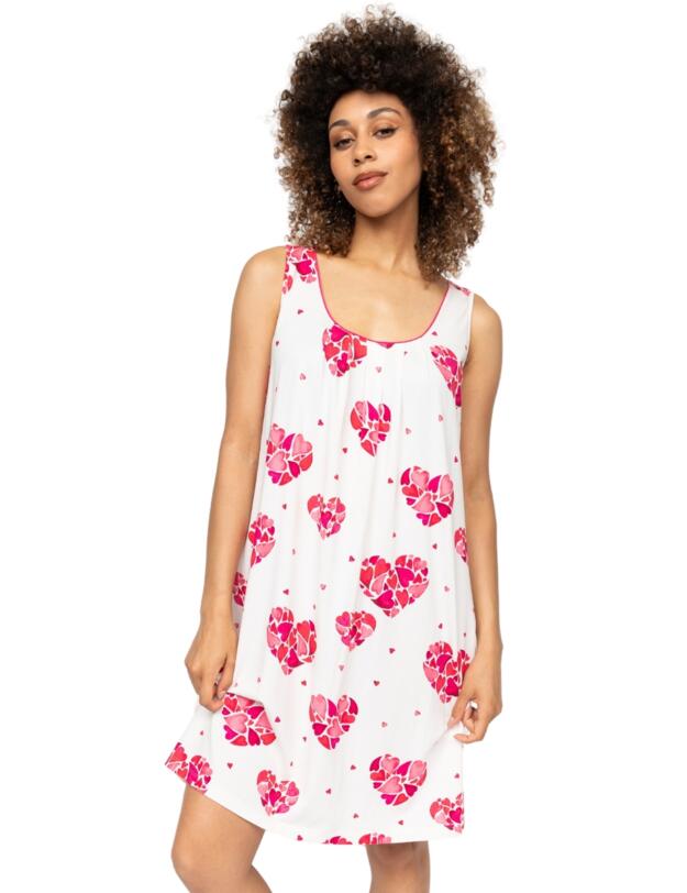 Cyberjammies Aria Heart Print Jersey Short Nightdress White Mix