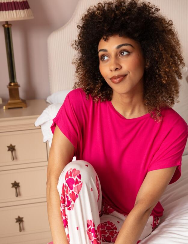 Cyberjammies Aria Slouch Jersey Pyjama Top Bright Pink