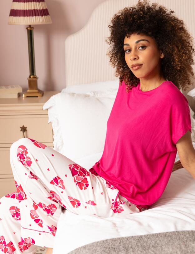 Cyberjammies Aria Slouch Jersey Pyjama Top Bright Pink