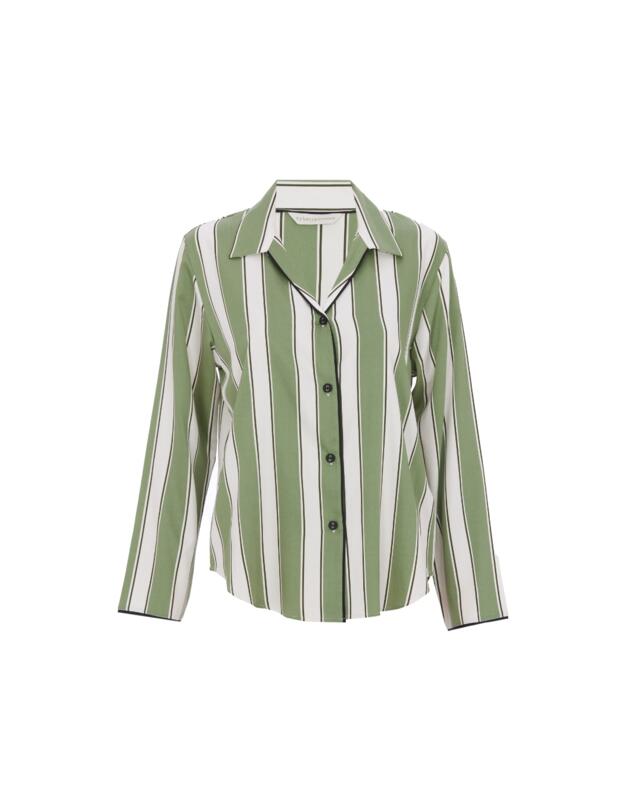 Cyberjammies Nancy Printed Stripe Pyjama Top Sage Green Mix