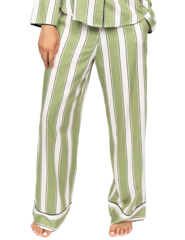 Cyberjammies Nancy Printed Stripe Wide Leg Pyjama Bottoms Sage Green Mix