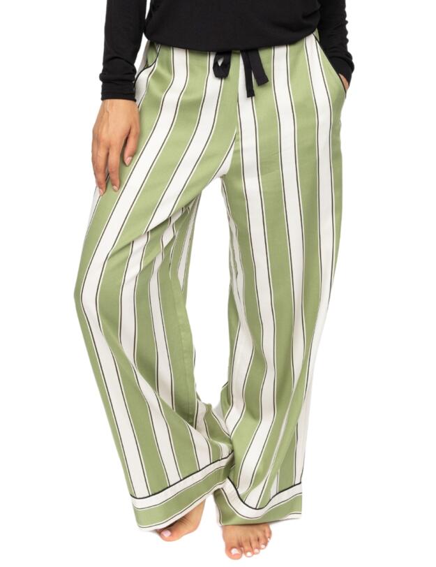 Cyberjammies Nancy Printed Stripe Wide Leg Pyjama Bottoms Sage Green Mix