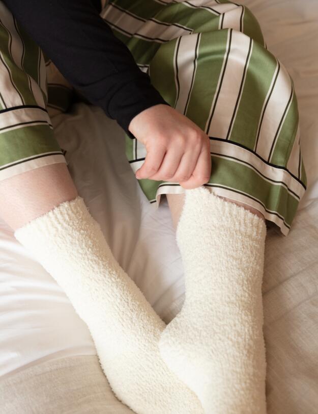 Cyberjammies Nancy Printed Stripe Wide Leg Pyjama Bottoms Sage Green Mix