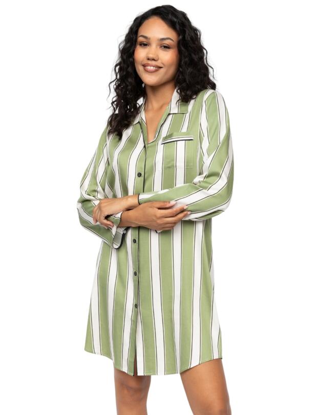 Cyberjammies Nancy Printed Stripe Nightshirt Sage Green Mix