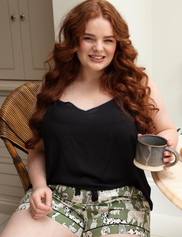 Cyberjammies Nancy Dog Print Shorts Sage Green Mix
