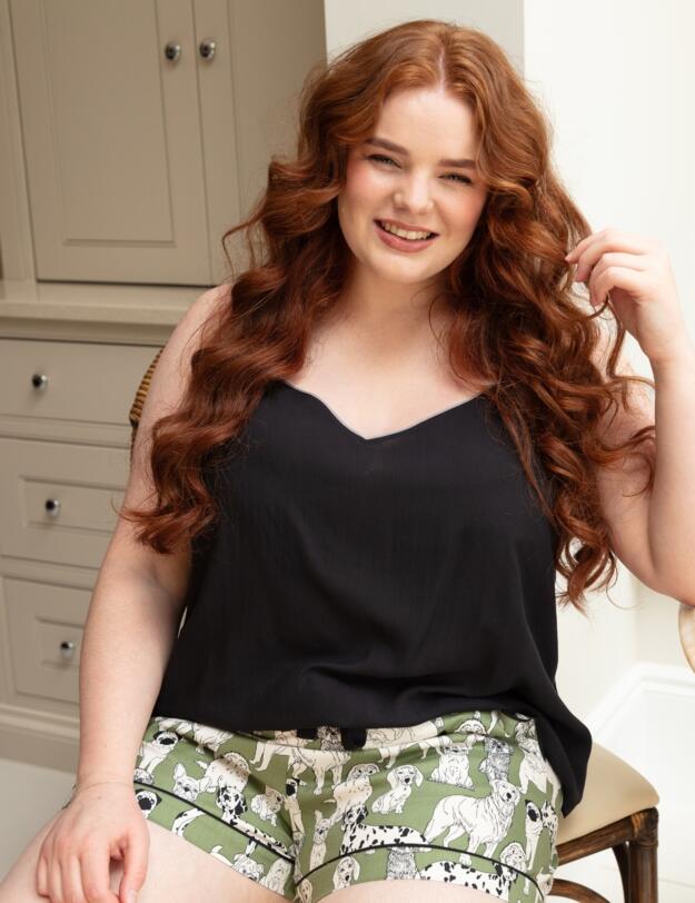 Cyberjammies Nancy Dog Print Shorts Sage Green Mix