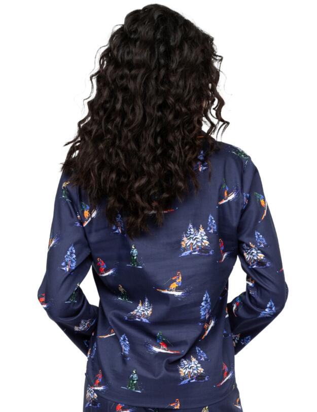 Cyberjammies Alpes Ski Print Pyjama Top Navy Mix