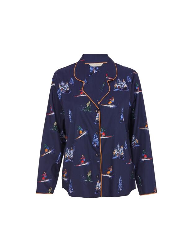 Cyberjammies Alpes Ski Print Pyjama Top Navy Mix