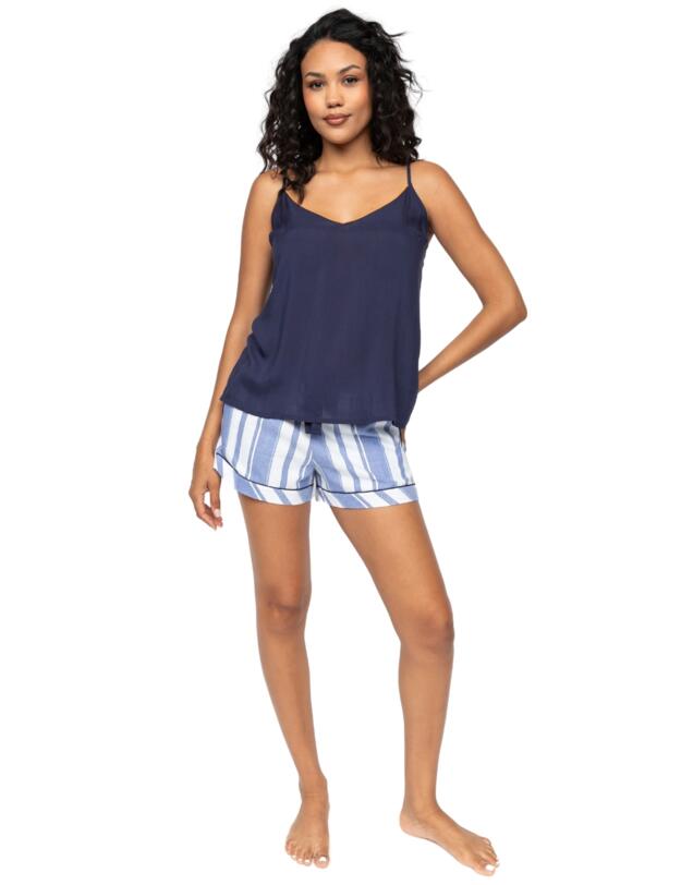 Cyberjammies Alpes Striped Pyjama Shorts Blue Mix