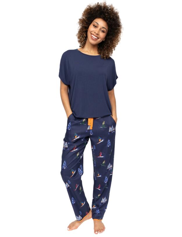 Cyberjammies Alpes Ski Print Pyjama Bottoms Navy Mix