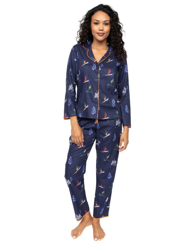 Cyberjammies Alpes Ski Print Pyjama Bottoms Navy Mix