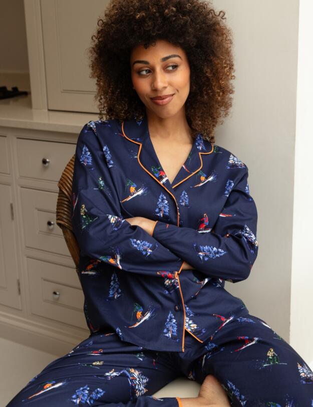 Cyberjammies Alpes Ski Print Pyjama Bottoms Navy Mix