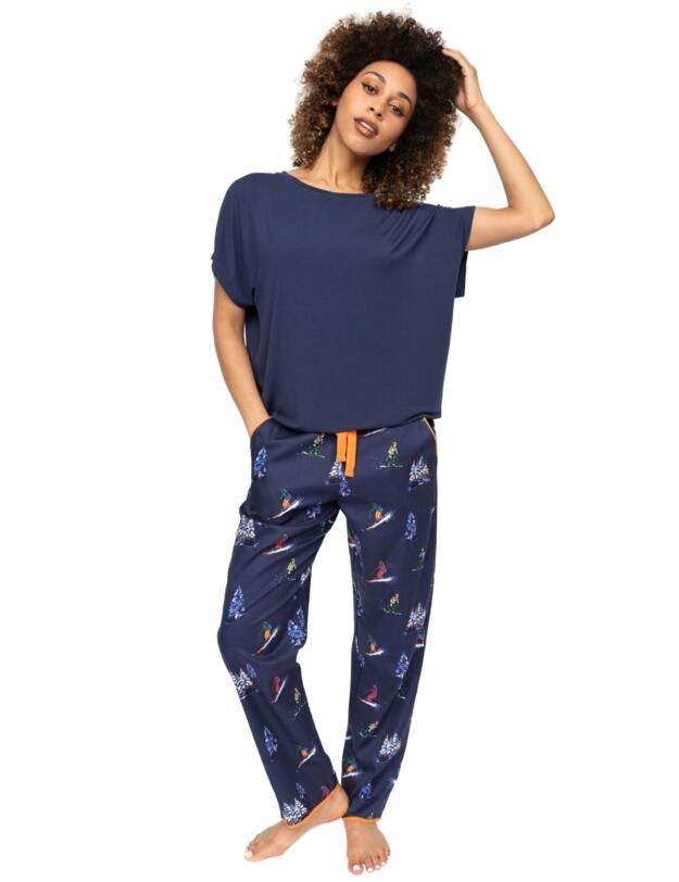 Cyberjammies Alpes Ski Print Pyjama Bottoms Navy Mix
