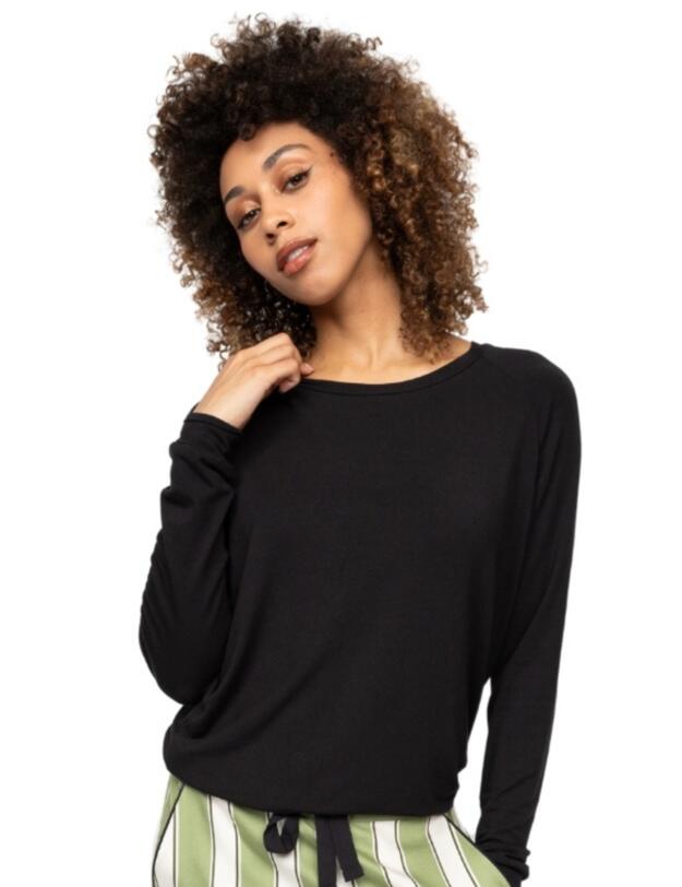 Cyberjammies Nancy Slouch Jersey Pyjama Top Black