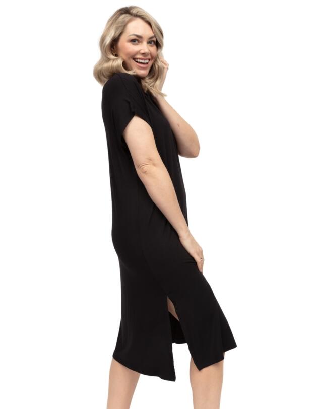 Cyberjammies Nancy Jersey Long Nightdress Black