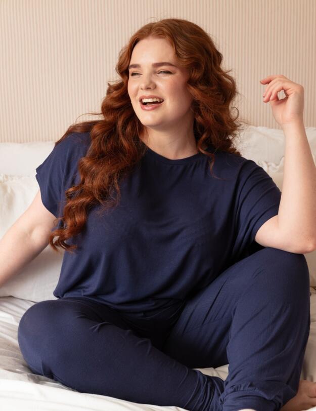 Cyberjammies Alpes Jersey Pyjama Bottoms Navy
