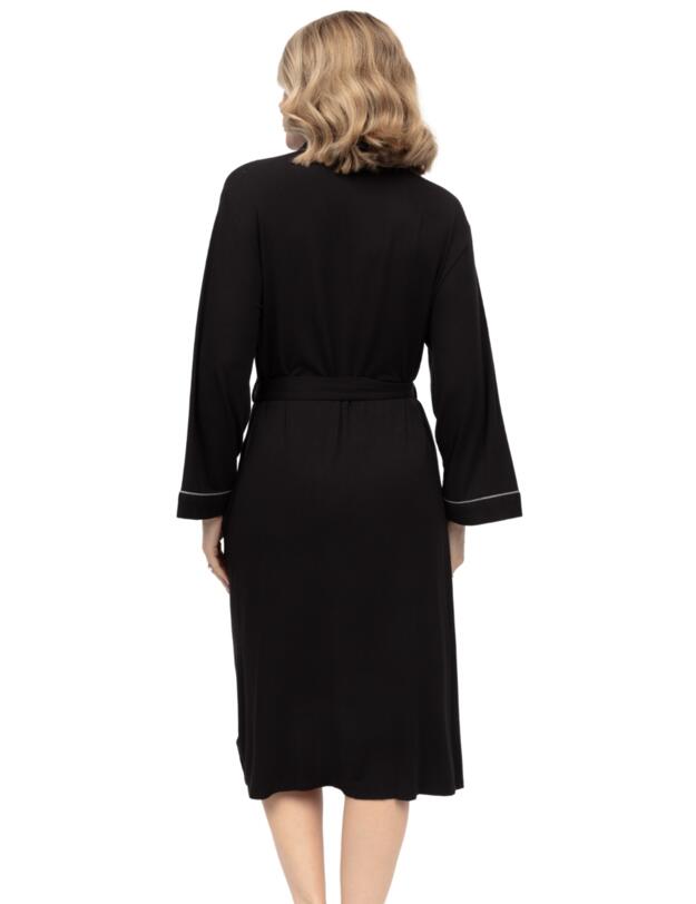 Cyberjammies Nancy Jersey Long Dressing Gown Black