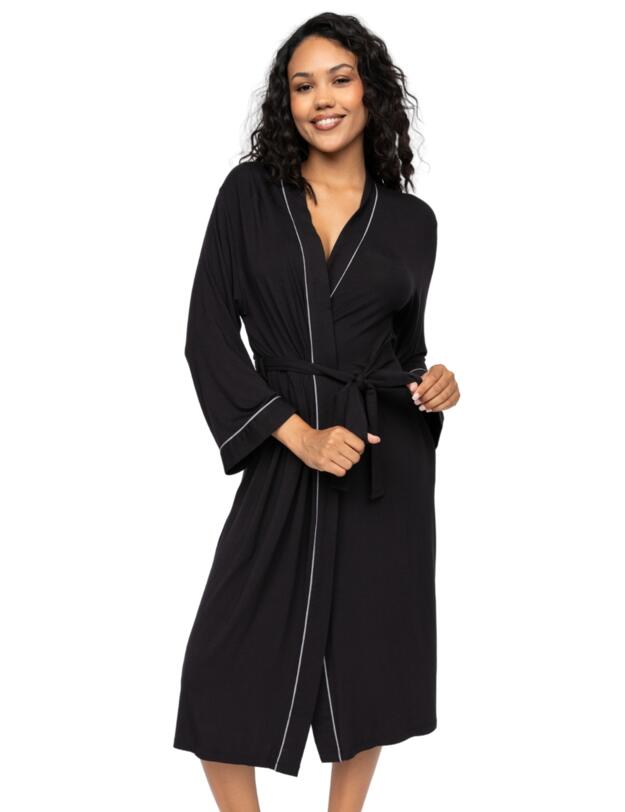 Cyberjammies Nancy Jersey Long Dressing Gown Black