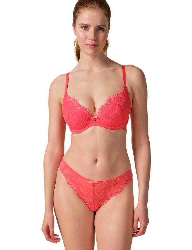Gossard Superboost Lace Padded Plunge Bra Sugar Coral