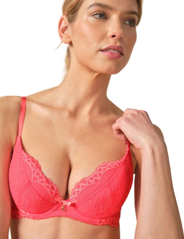 Gossard Superboost Lace Padded Plunge Bra Sugar Coral
