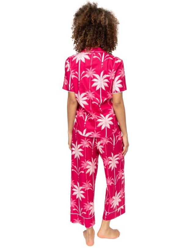 Cyberjammies Kayla Palm Wide Leg Pyjama Bottoms Berry Mix