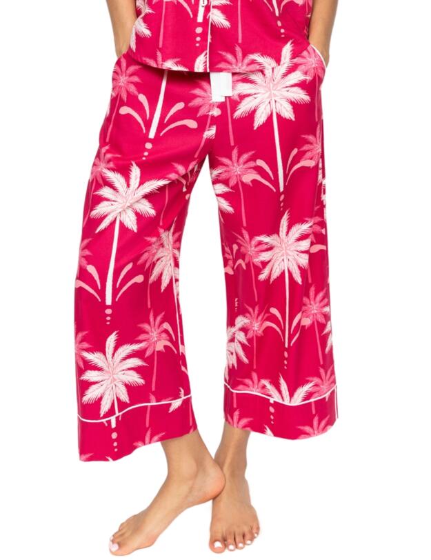 Cyberjammies Kayla Palm Wide Leg Pyjama Bottoms Berry Mix