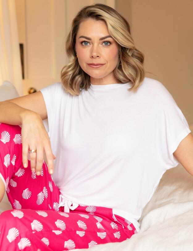 Cyberjammies Kayla Jersey Slouch Pyjama Top White