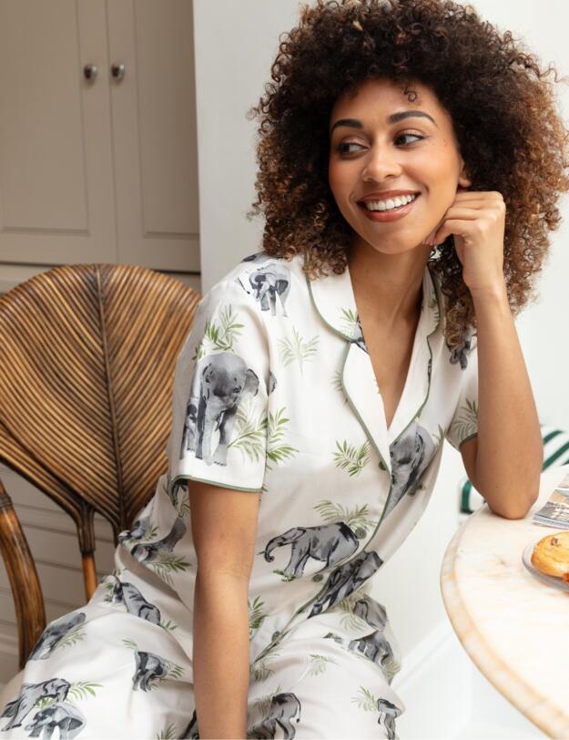 Cyberjammies Eloise Elephant Pyjama Top Cream Mix