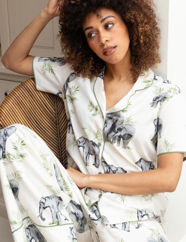 Cyberjammies Eloise Elephant Pyjama Top Cream Mix