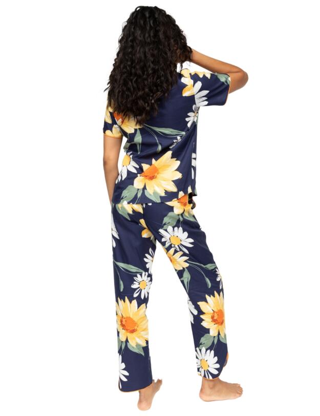 Cyberjammies Georgina Floral Print Pyjama Top Navy Mix