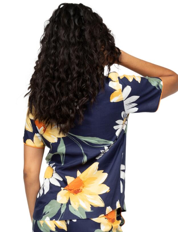 Cyberjammies Georgina Floral Print Pyjama Top Navy Mix