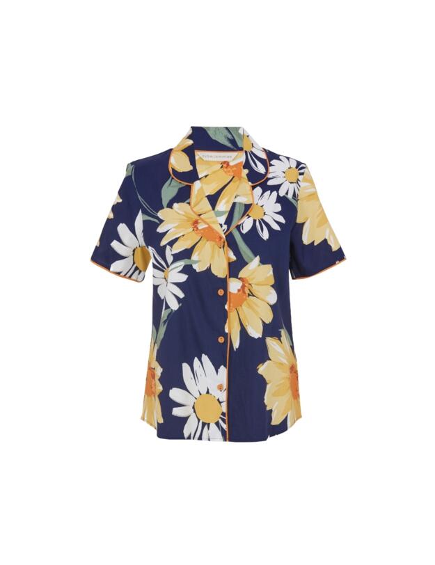 Cyberjammies Georgina Floral Print Pyjama Top Navy Mix