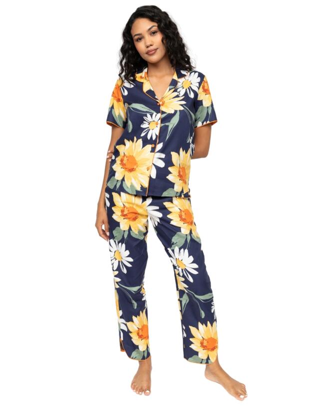Cyberjammies Georgina Floral Print Pyjama Top Navy Mix