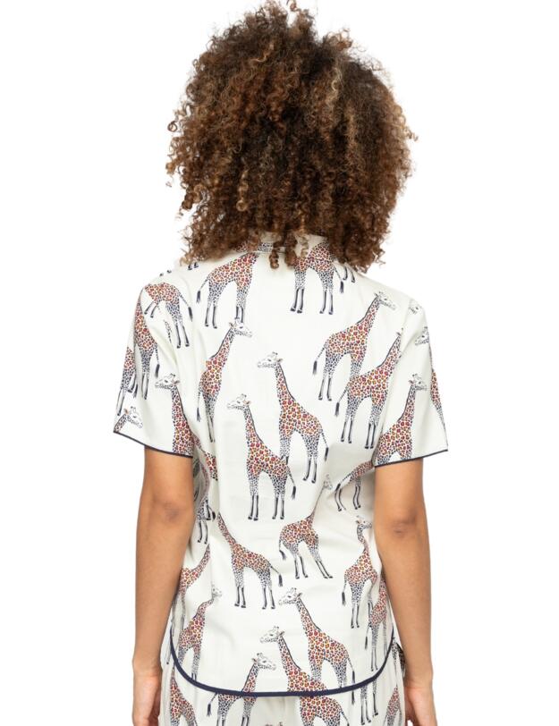 Cyberjammies Georgina Giraffe Print Pyjama Top Cream Mix