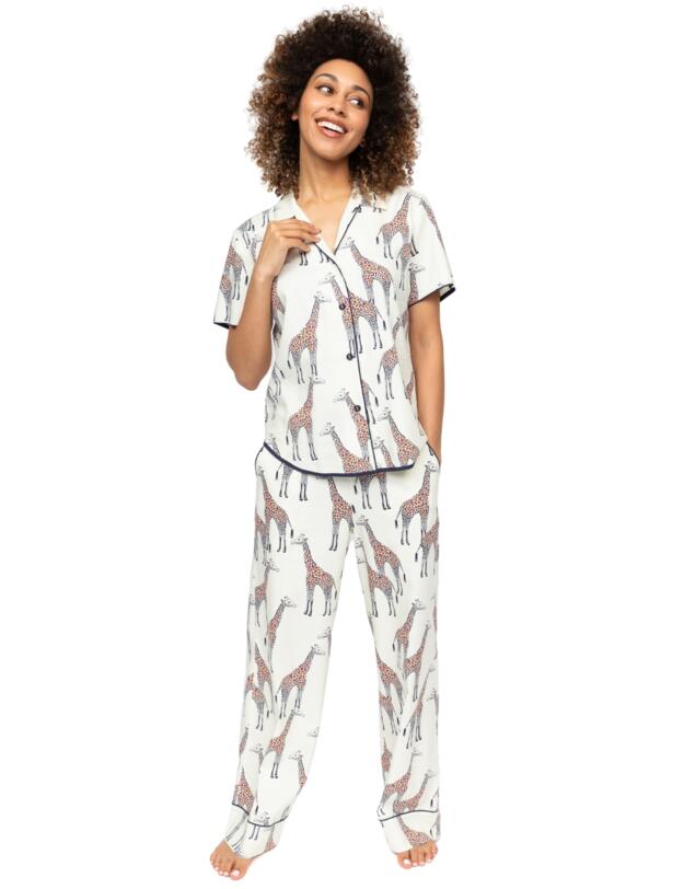 Cyberjammies Georgina Giraffe Print Pyjama Top Cream Mix
