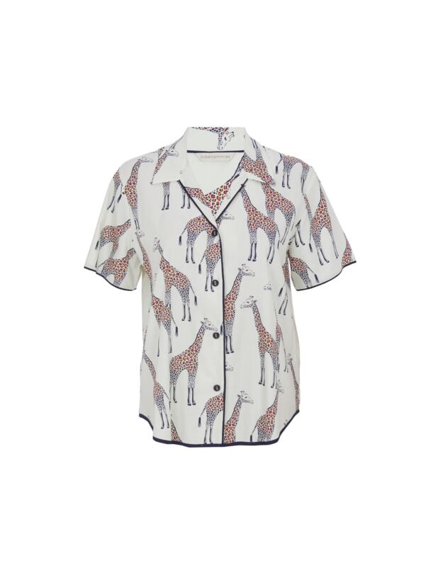 Cyberjammies Georgina Giraffe Print Pyjama Top Cream Mix