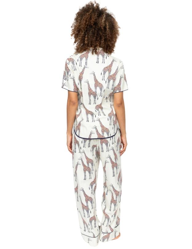 Cyberjammies Georgina Giraffe Print Pyjama Top Cream Mix