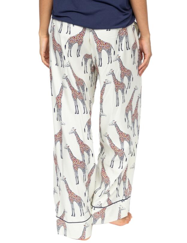 Cyberjammies Georgina Giraffe Print Wide Leg Pyjama Bottoms Cream Mix