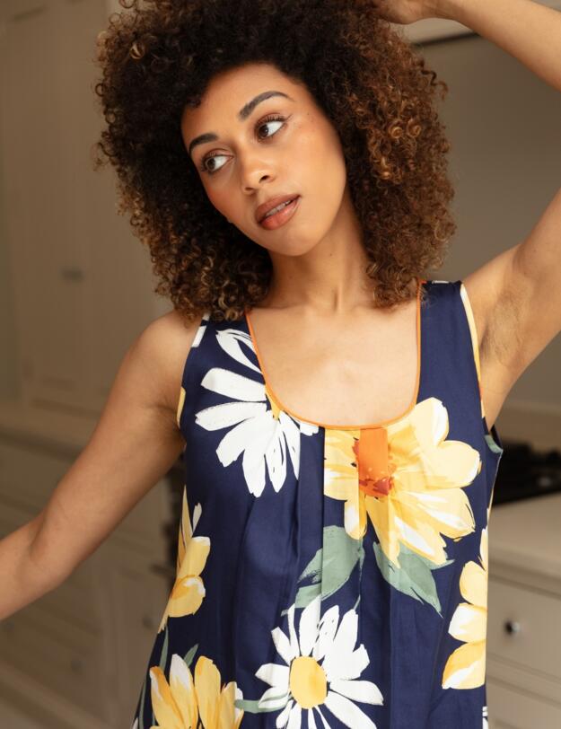 Cyberjammies Georgina Floral Print Short Nightdress Navy Mix
