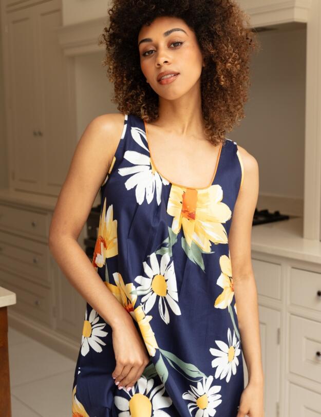 Cyberjammies Georgina Floral Print Short Nightdress Navy Mix