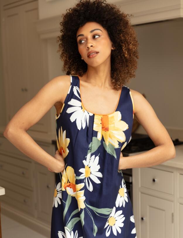 Cyberjammies Georgina Floral Print Short Nightdress Navy Mix