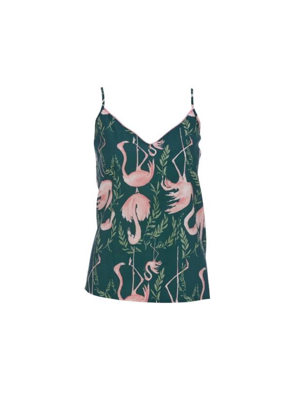 Cyberjammies Ivy Flamingo Print Cami Emerald Green Mix