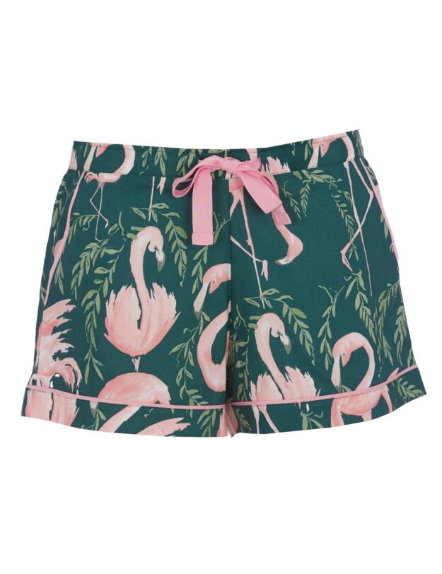 Cyberjammies Ivy Flamingo Print Shorts Emerald Green Mix