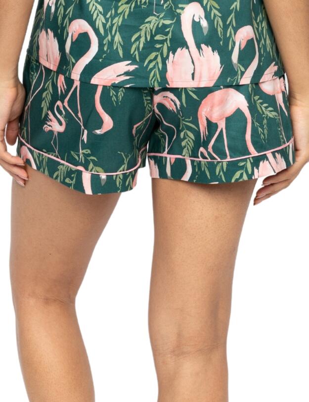 Cyberjammies Ivy Flamingo Print Shorts Emerald Green Mix