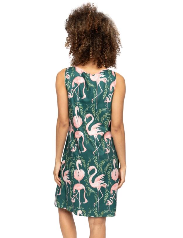 Cyberjammies Ivy Flamingo Print Short Nightdress Emerald Green Mix