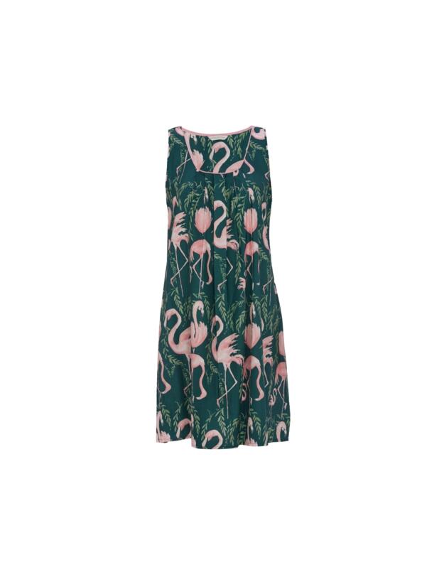 Cyberjammies Ivy Flamingo Print Short Nightdress Emerald Green Mix
