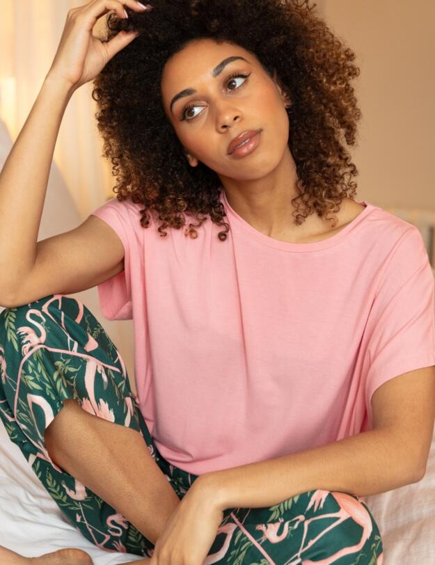 Cyberjammies Ivy Slouch Jersey Pyjama Top Salmon Pink