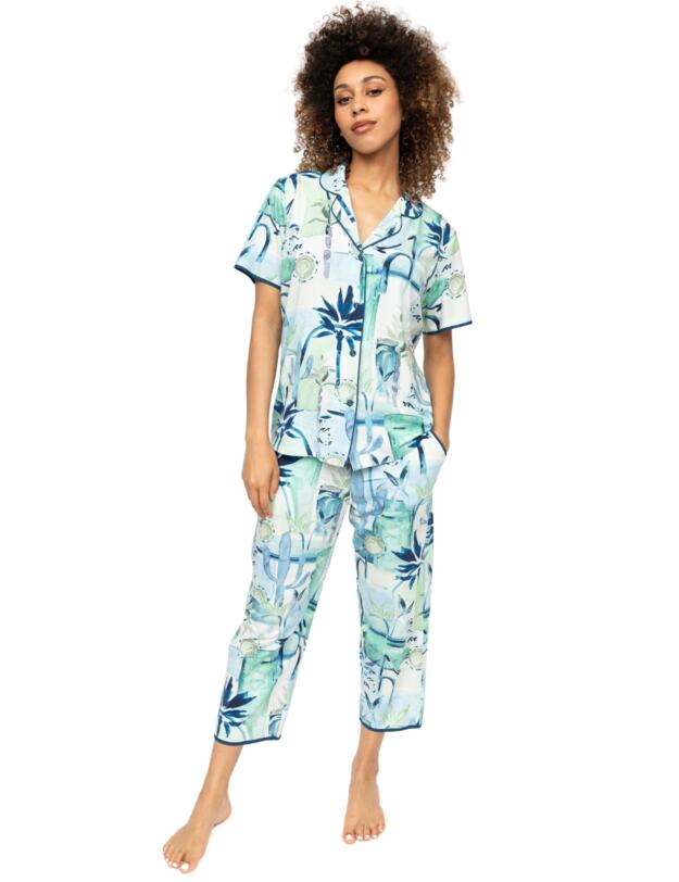 Cyberjammies Harriet Watercolour Landscape Print Jersey Pyjama Top Cream Mix