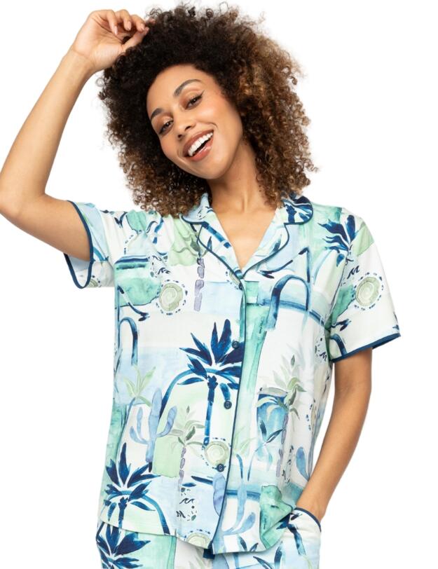 Cyberjammies Harriet Watercolour Landscape Print Jersey Pyjama Top Cream Mix
