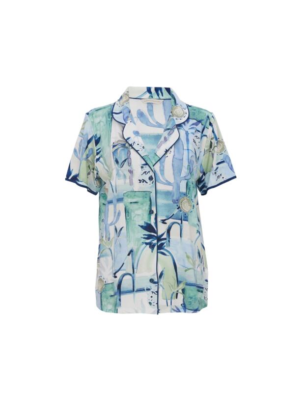 Cyberjammies Harriet Watercolour Landscape Print Jersey Pyjama Top Cream Mix